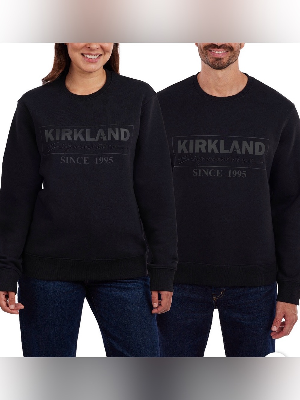 Kirkland Signature Unisex Black Crewneck Sweatshirt